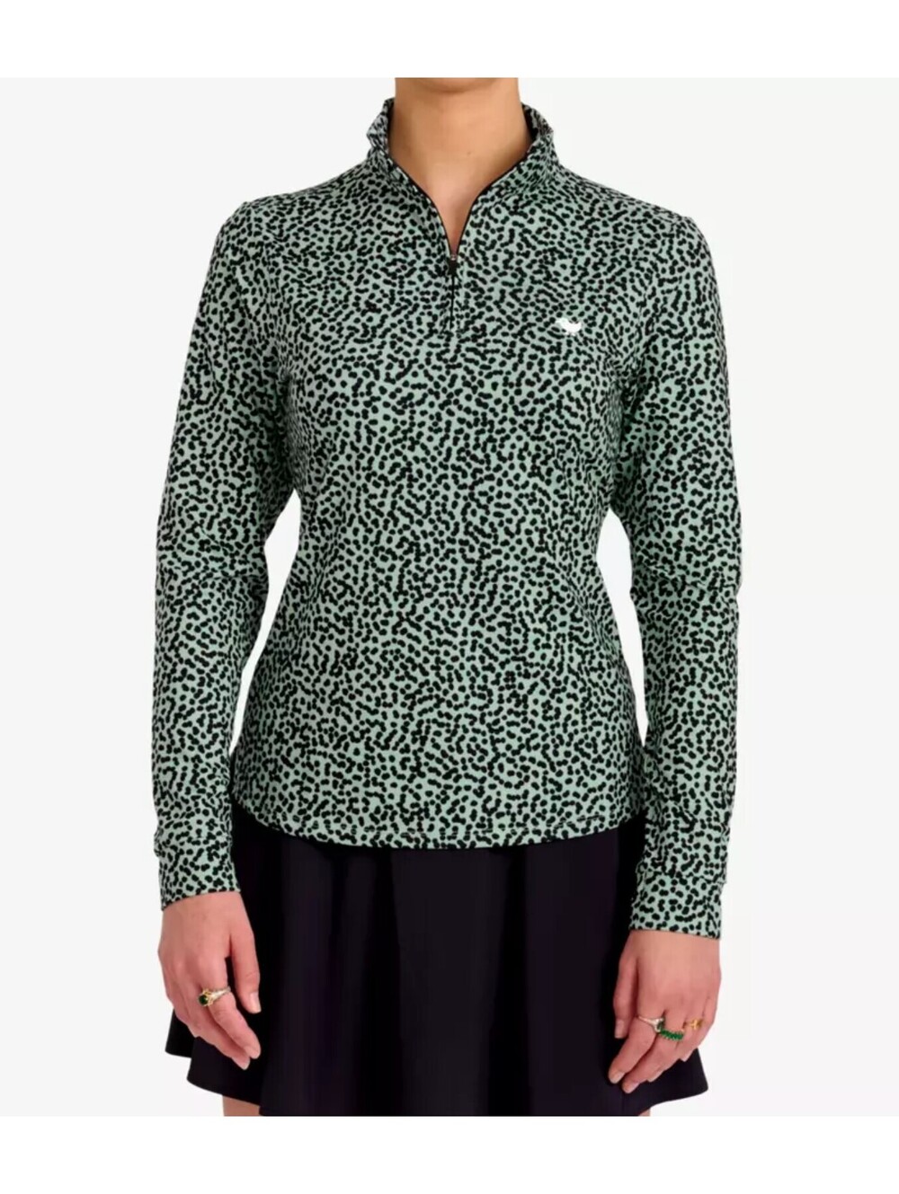 Bad Birdie Mint Chip Quarter Zip Pullover Womens M Golf Tennis Green Black Print